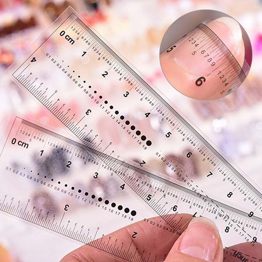 AUGUSTINA Agustina Penggaris Nail Art Portable Ultra-Tipis Tekan Pada Kuku PVC Manicure Alat Ukur Kuku Rhinestones Measuring Ruler