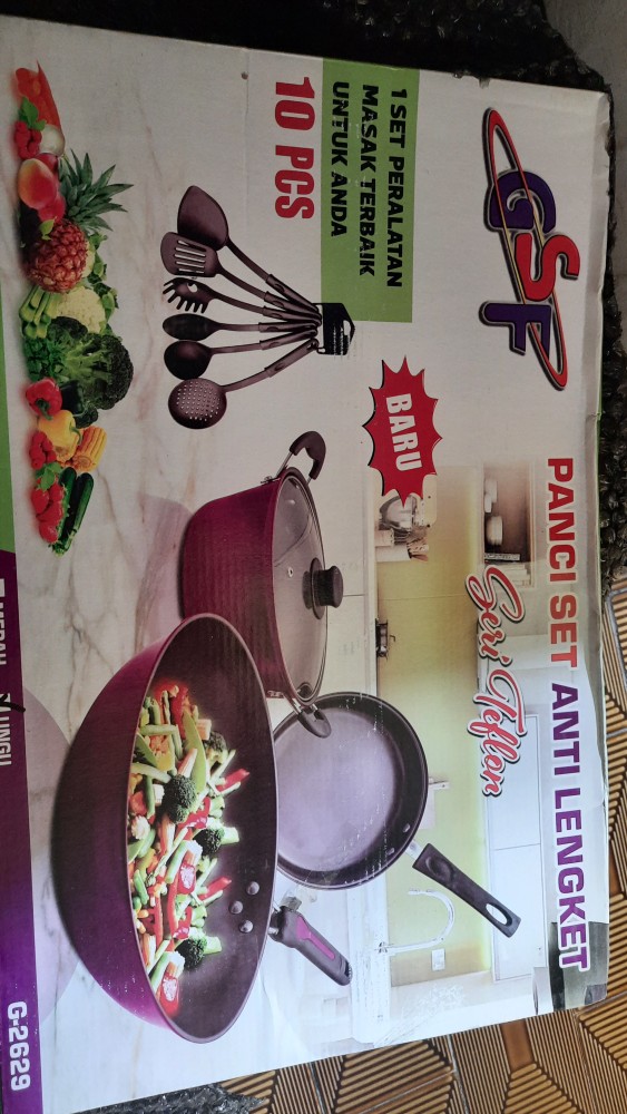 Panci Set Gsf 2529 Teflon Anti Lengket - Panci Wajan Penggorengan Teflon Enamel Cookware Set 8pcs