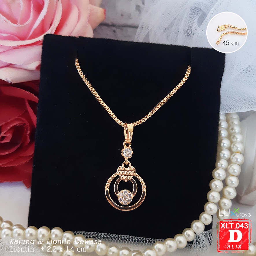 XLT 043 Kalung Set Liontin Mata Zirkon Perhiasan Lapis Emas 18K Aksesoris Xuping Panjang Luxx Xuping