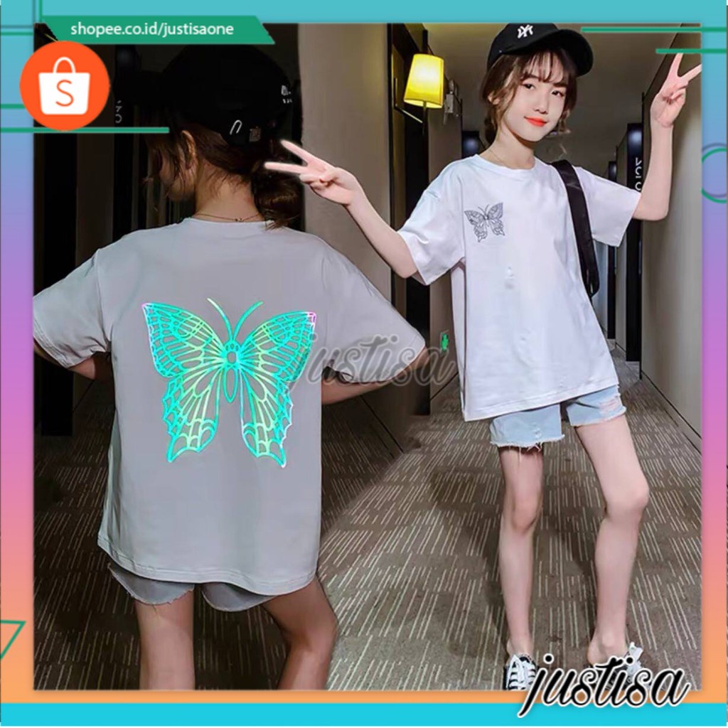 Promo !! Setelan baju anak cewek - LS setelan butterfly on ripped girl import uk 2 dan 5 th (dominan putih)