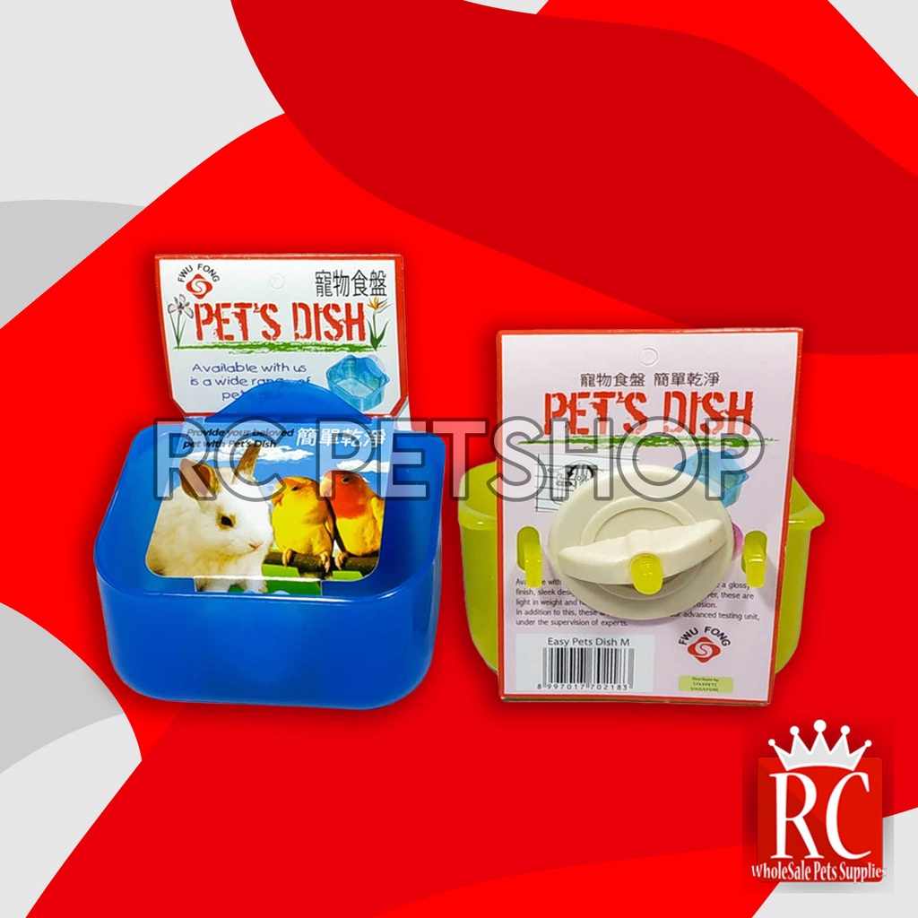 Tempat Makan Jepit Kotak - Pet Dish M