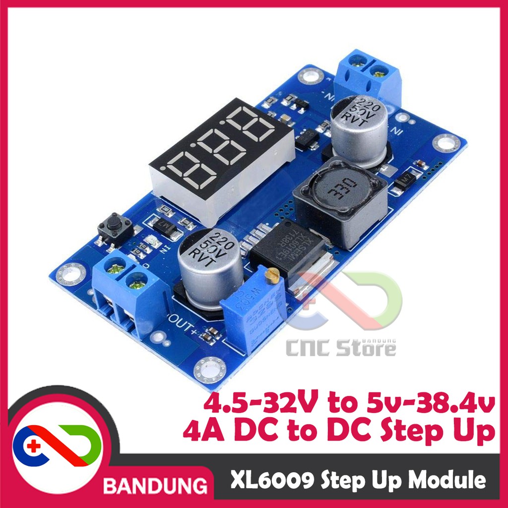 MODULE STEP UP STEP-UP XL6009 ADJUSTABLE DC TO DC BOOST CONVERTER 4A VOLTMETER