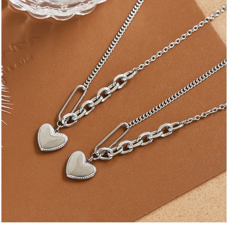 KL05 Kalung rantai chain heart hati lucu korean diamond berlian