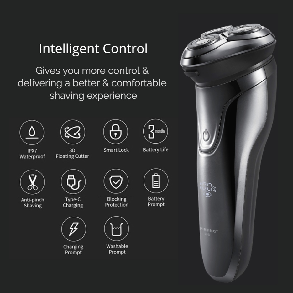 PINJING 3D IPX7 Waterproof Smart Shaver ES3 - Alat Cukur Elektrik Tahan Air Bisa Dicharge