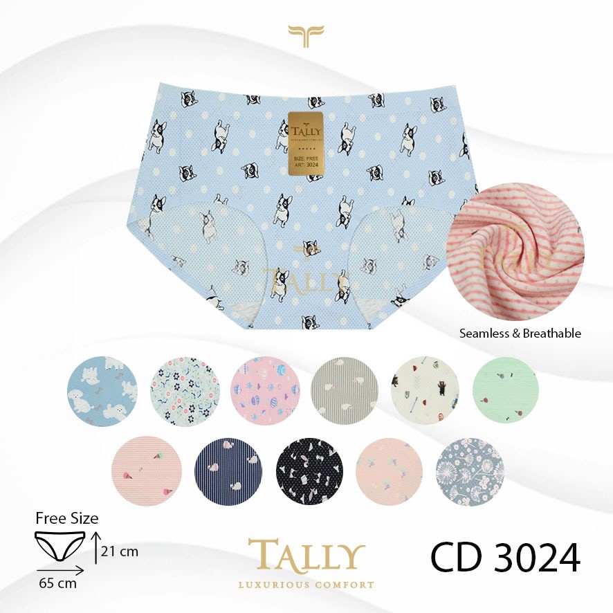 CD TALLY 3024 katun Celana Dalam Seamless Motif Tanpa Jahitan Anti Nyeplak Murah