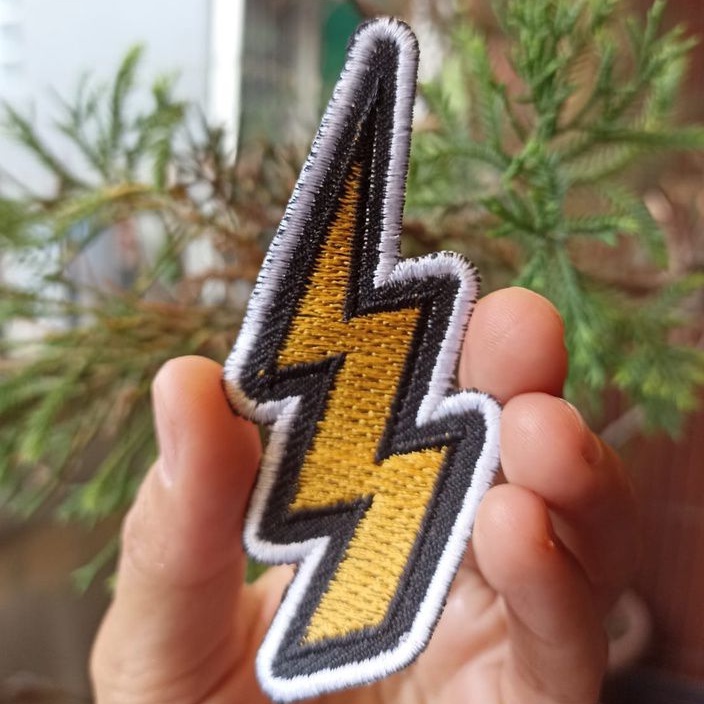 Emblem Patch Bordir Petir Flash New Uk 3.5x8.5 Cm