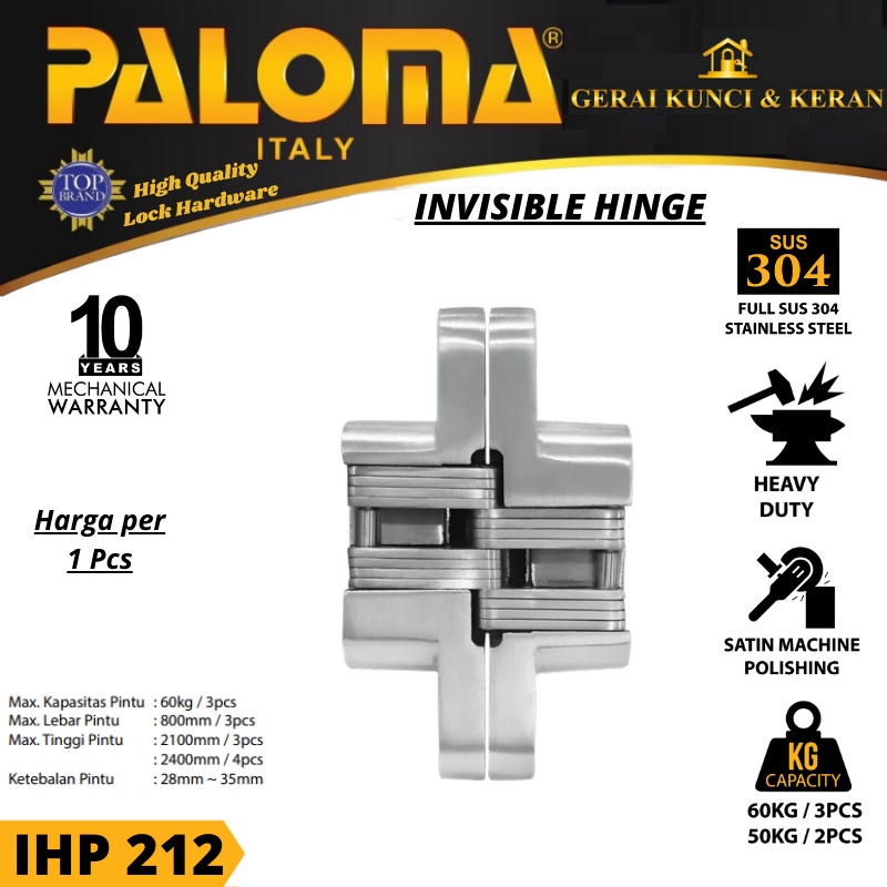 PALOMA IHP 212 INVISIBLE HINGE ENGSEL TANAM P50 STAINLESS STEEL