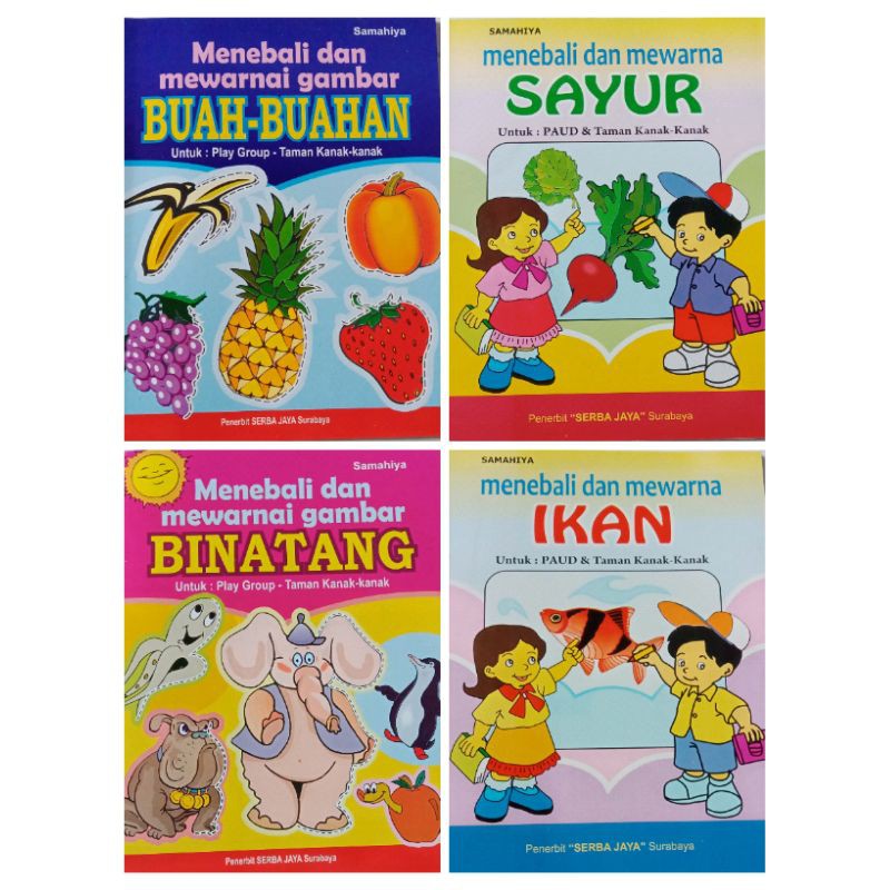 (SERI MENEBALI DAN MEWARNAI GAMBAR) BUKU MEWARNAI ANAK / BUKU ANAK ANAK EDUKASI MENGENAL DAN MEWARNA UNTUK PAUD DAN TK