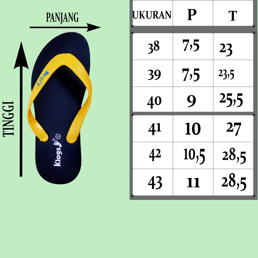 Sandal Jepit KLOGS Cewek / Sandal Jepit Cowok / Sandal Unisex / Sandal Warna Warni ZAKL-1110