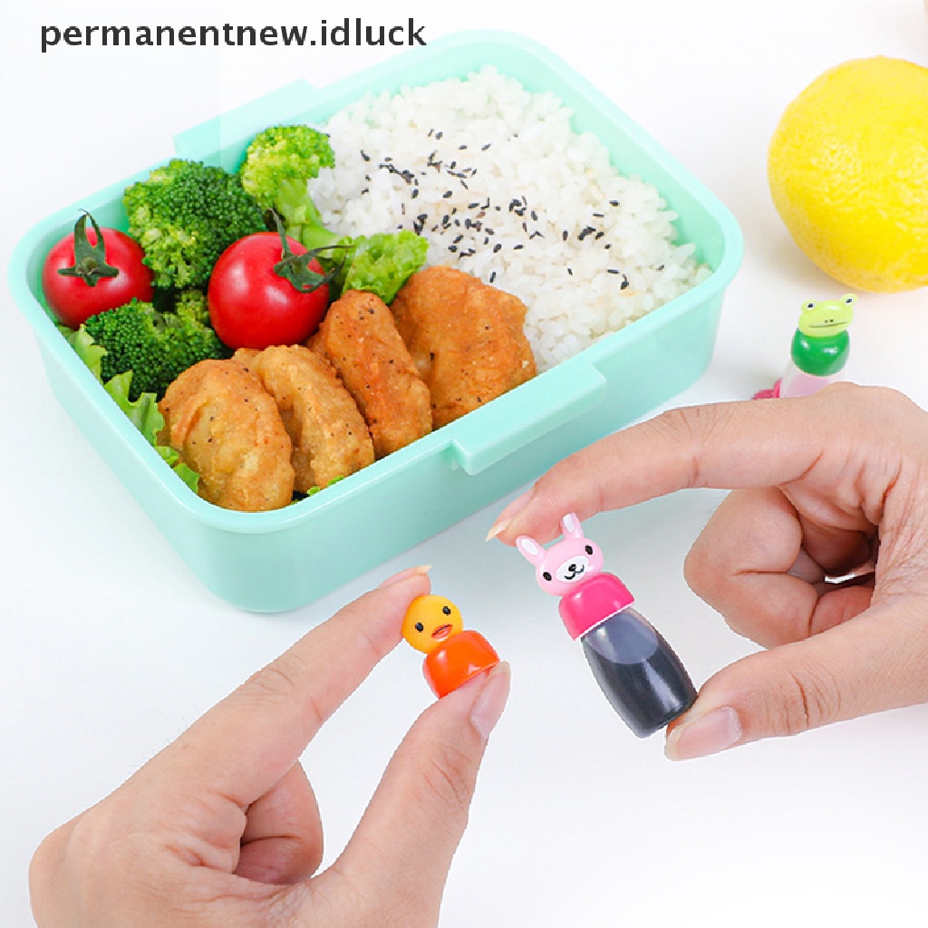 4pcs / set Botol Saus Bumbu Mini Bentuk Kelinci Katak Bebek Untuk Wadah Makan Siang