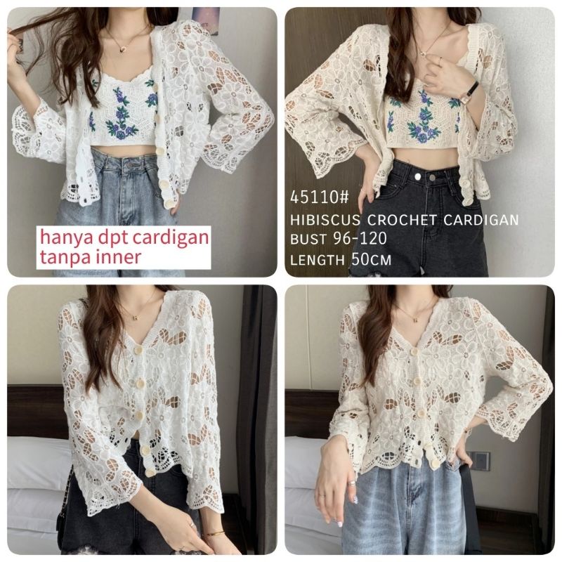 MDLV 45110 HIBISCUS CROCHET KOREA TERBARU CARDIGAN BRUKAT CARDIGAN IMPORT BEST SELLER FASHION IMPORT