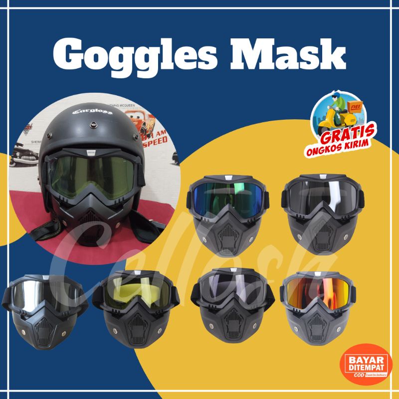 Kacamata Goggle Mask Motor Retro Kacamata Helm Pelindung Wajah