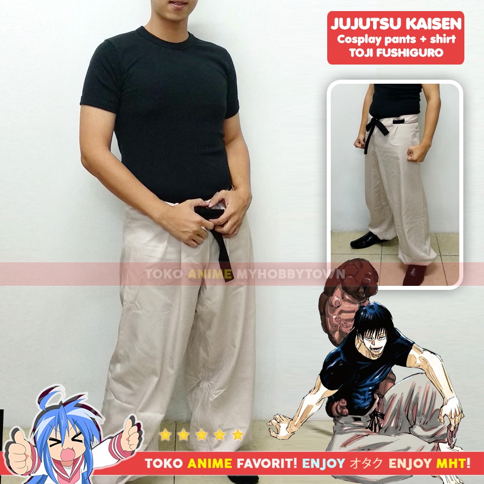 Kostum Cosplay Set Kaos Celana Fushiguro Toji Jujutsu Kaisen