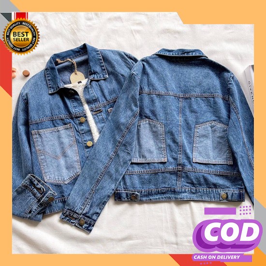 Jaket Jeans Oversize Lengan Balon / Jaket Jeans Wanita Oversize Ld 100 Jaket Jeans Lvd Kode 1971