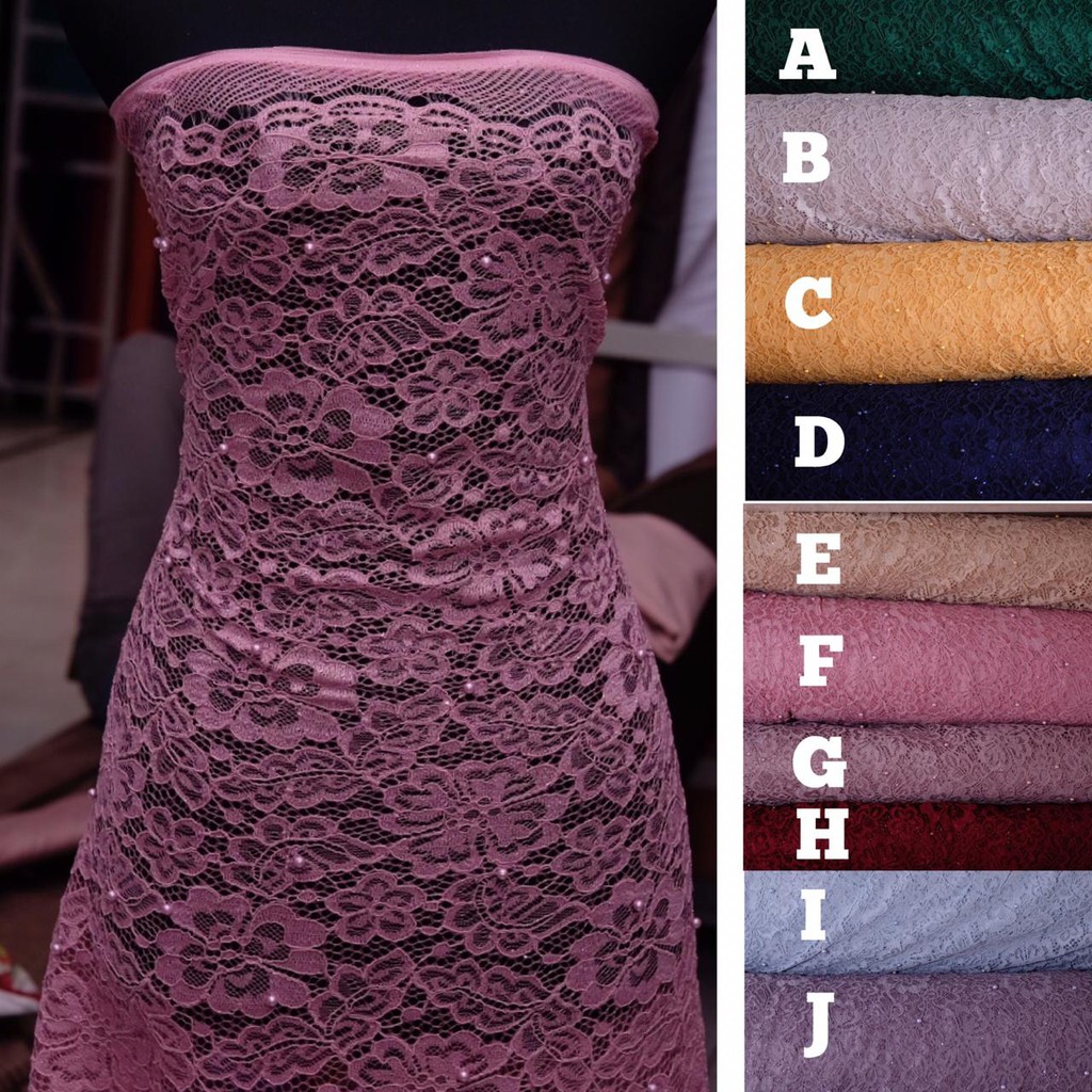 Bahan Brokat Gliter Fatmawati Mutiara / Kain Brukat Kebaya