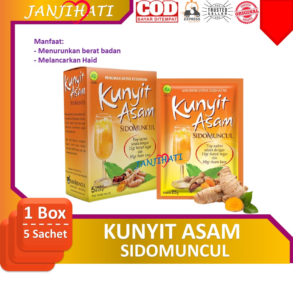 

Kunyit Asam Sidomuncul (1 Pak isi 5 Sachet)