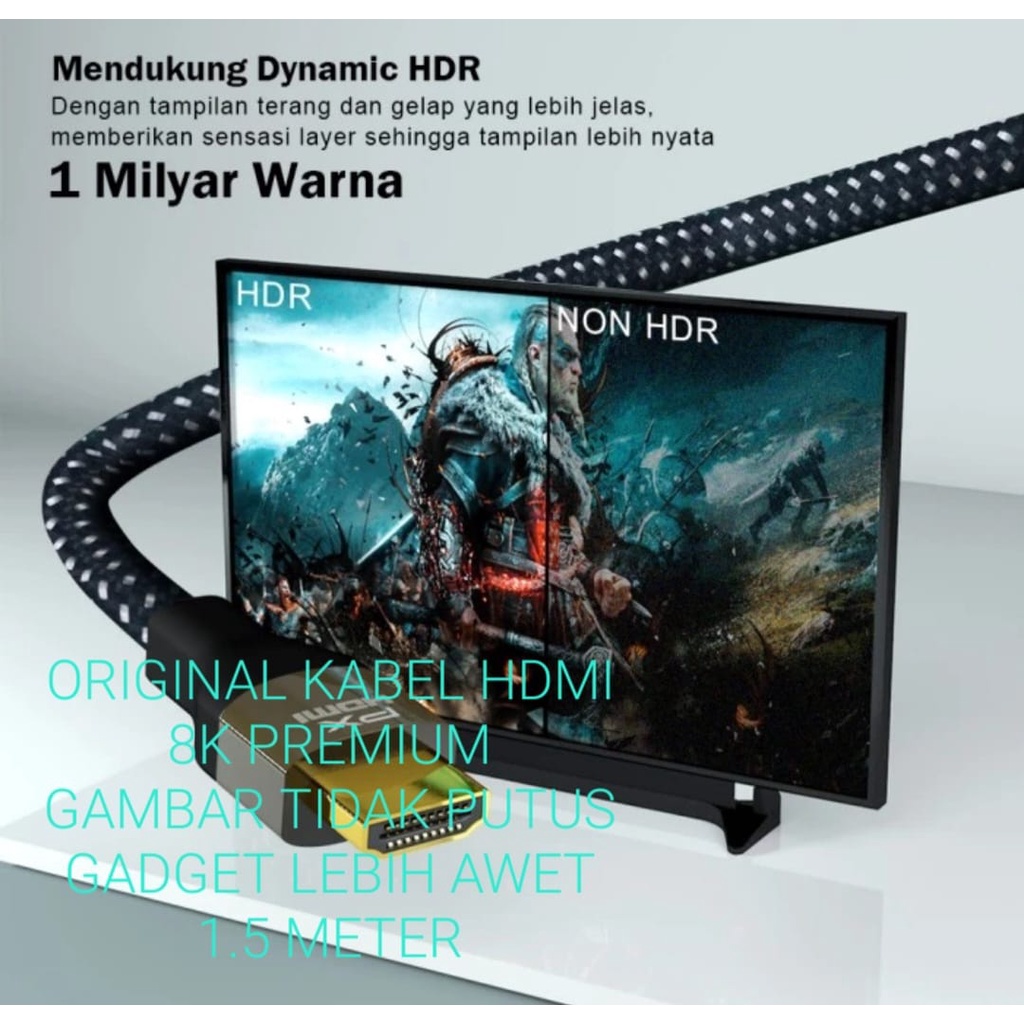 G651 KABEL HDMI 1.5 METER 8K CABLE TELEVISI PS GAME CPU GAMBAR M MONITOR LAYAR LED FULL HD JEK JACK MALE FEMALE LAPTOP TV GAMBAR SUARA KUALITAS SUPER PREMIUM KONEKTOR PLUG BOOT KOMPUTER SWITCH ROUTER MODEM COMPUTER INDIHOME FIRTSMEDIA ROUTER RESOLUSI