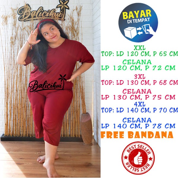 Balicihui Setelan Kasual Jumbo Setelan Plus Size Setelan Bigsize Big Size Setelan 3/4 Setelan Wanita