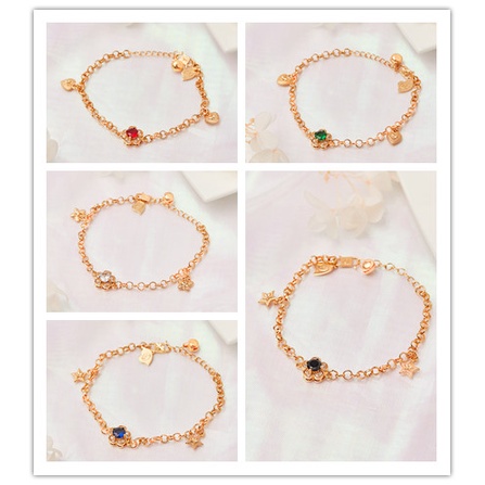 Y284【Pengiriman di tempat】Gelang Batu Permata Lapis Emas Gelang Wanita Dewasa Rantai Gelang Aksesoris Fashion