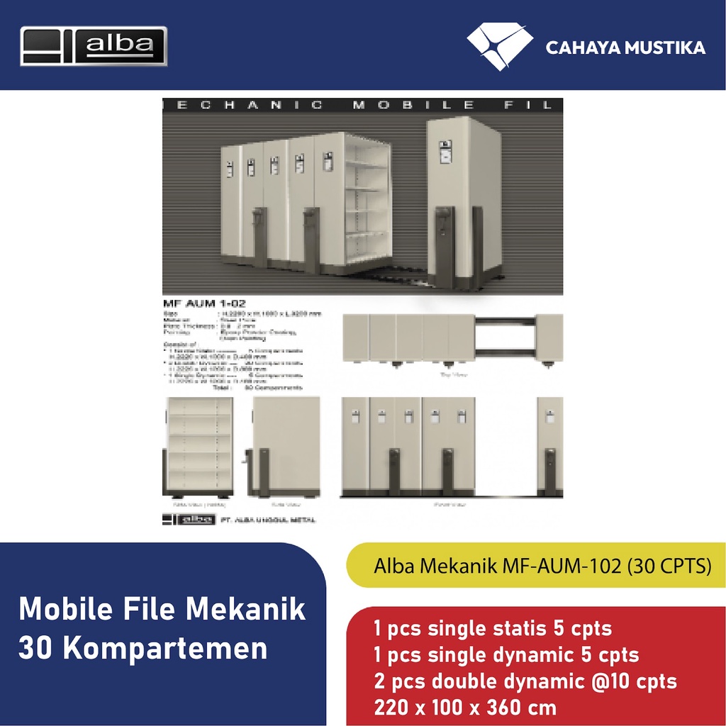 Jual Mobile File Alba Mekanik MF-AUM-102 (30 CPTS) di Malang