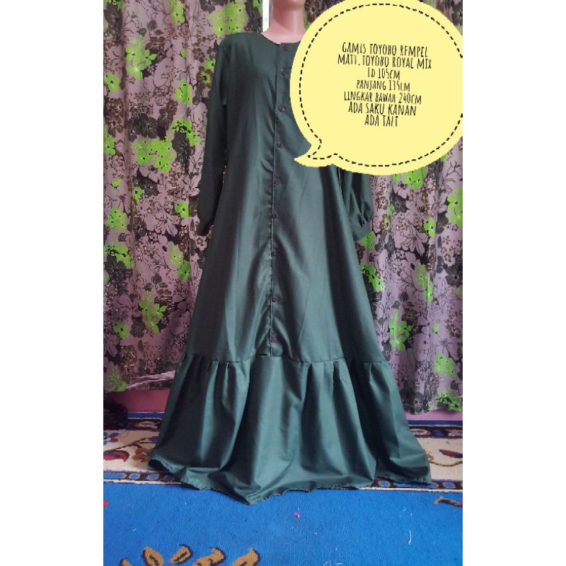 Gamis toyobo/gamis polos rempel/gamis kancing toyobo