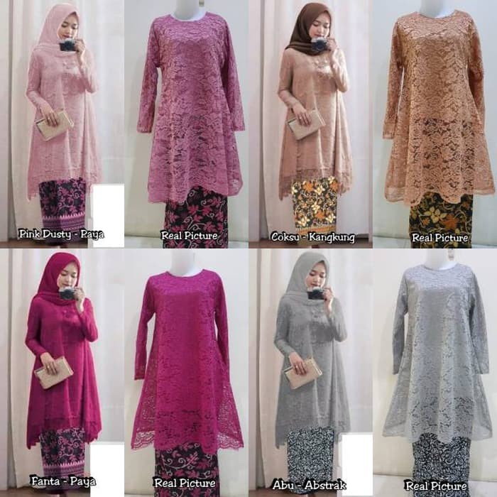 set kebaya brukat tunik full furing ternew