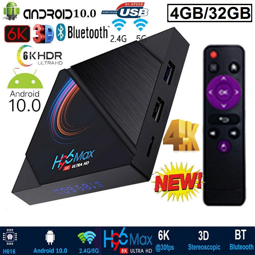 H96 MAX H616 - Android OS Smart TV Box 6K UHD - RAM 4GB ROM 32GB