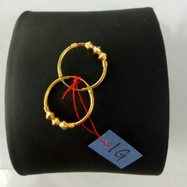 Anting Emas asli model cristal bulat