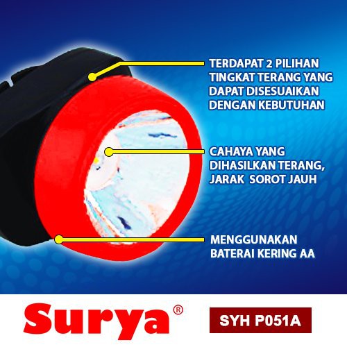 Surya Astro Senter Kepala LED Super Terang SYH P051A LED 5 Watt Headlamp 1 Function