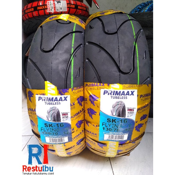 1 Pasang Ban Tubeles Primaax SK-16 120/70-12 & 130/70-12