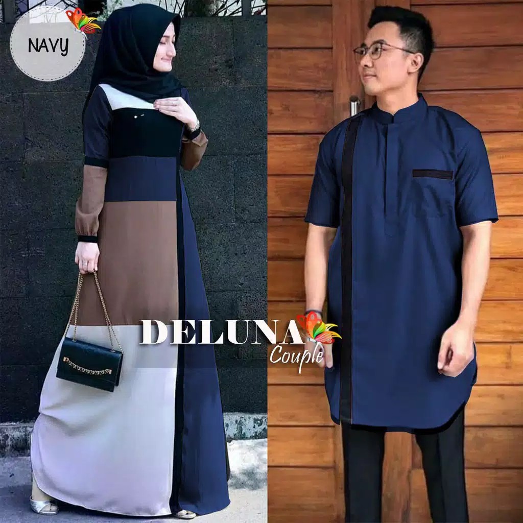 Deluna Couple PREMIUM Baju Pasangan Cp Muslim Gamis Pesta Kondangan Lebaran Termurah