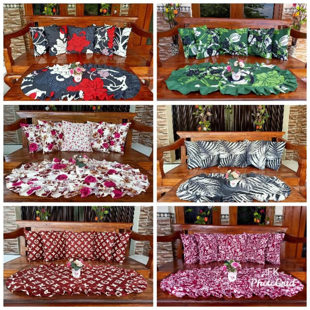 [✅COD] Sarung Bantal Sofa Kursi Set 40x40 (5Pcs) + Taplak Meja Aneka Motif Dan Warna Perlengkapan Dekorasi Interior Ruang Tamu Rumah Aesthetic Minimalis Mewah