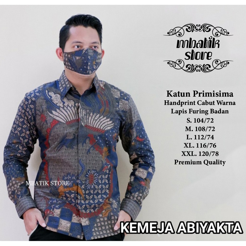 Abiyakta Kemeja Batik Pria Pendek Full Furing by Mbatik Store