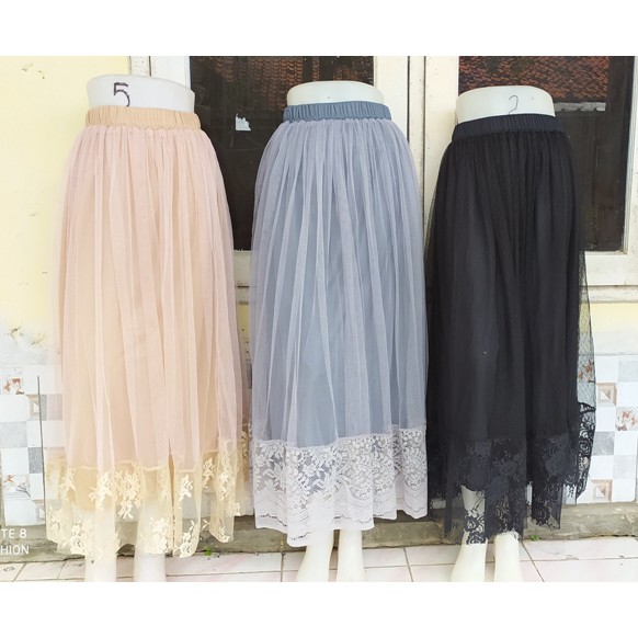 Rok Tutu Brokat Dewasa Premium Elegan – Rok Tutu Renda Bawah Import Wanita – Rok Tutu Brokat Tile Hy