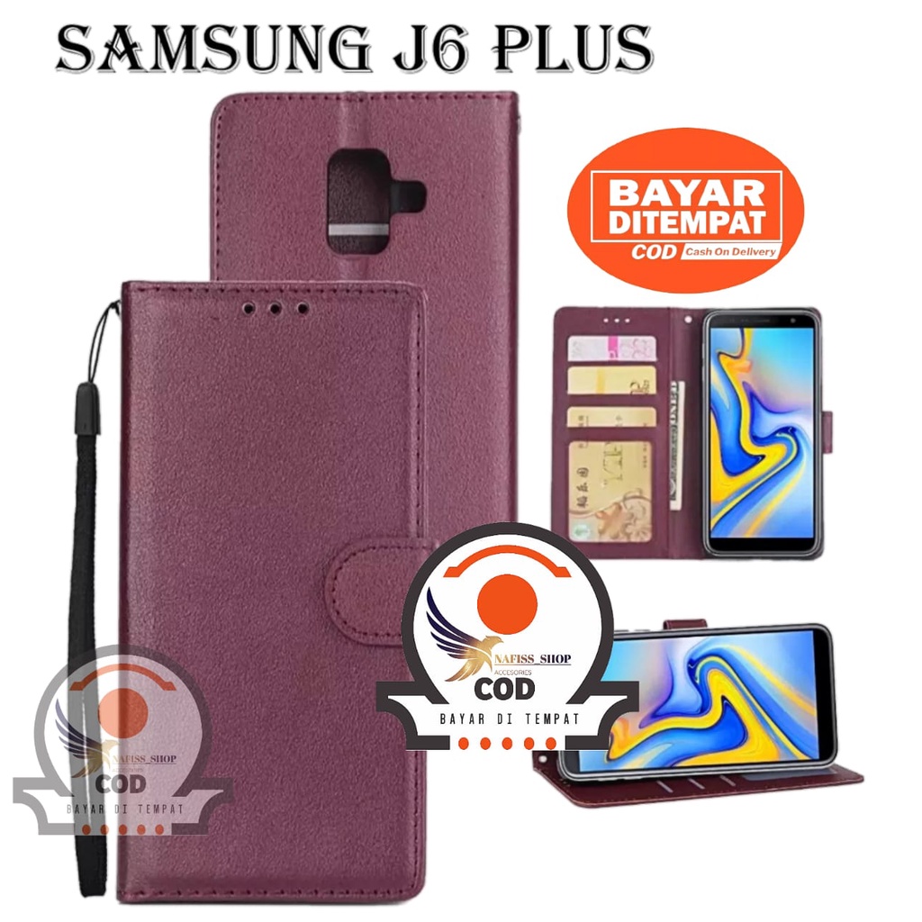 Case Flip Samsung Galaxy J6 Plus Dompet Hp untuk Samsung Galaxy J6 Plus Leather Flip Case standing f