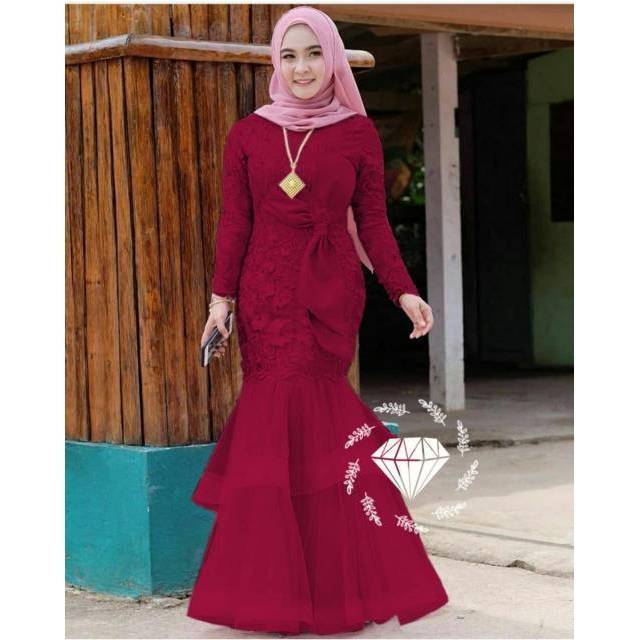 MAXY RIBBONIA, BRUKAT MOSCREPE ORGANDI, GAMIS HIJAB MUSLIM, MAXY DRESS