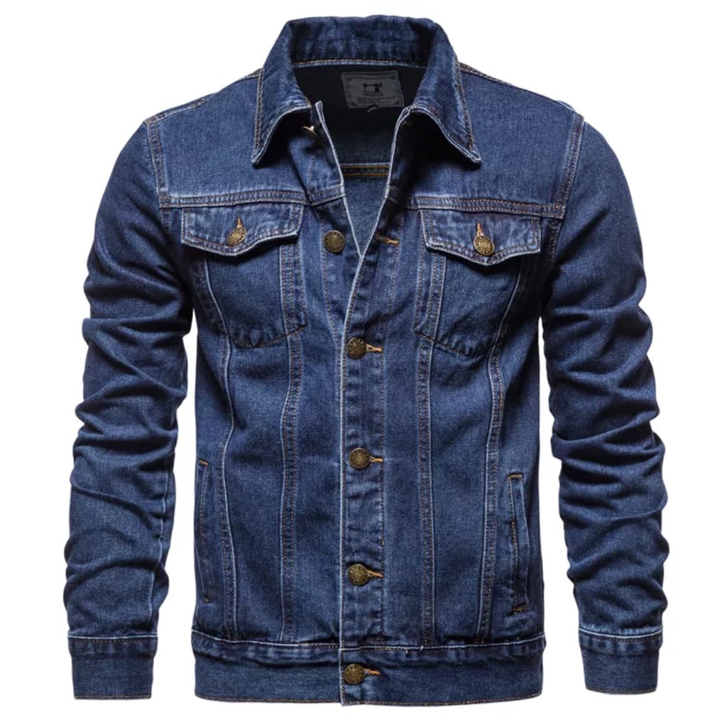 VRINO COD JAKET JEANS DENIM PRIA HITAM TEBAL / JAKET LEVIS / JAKET DENIM / JAKET DILAN / JAKET JEANS