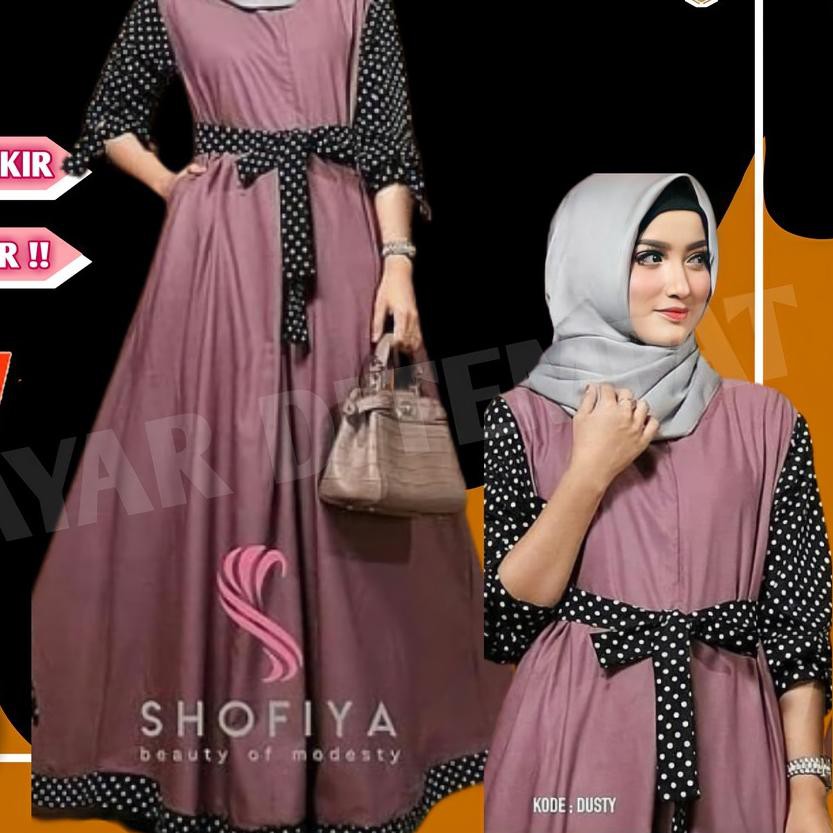 ➩ Baju Gamis Syari Balotelli Wanita Remaja Terbaru Murah Kekinian Mariana Polka Dress Terbaik ✥