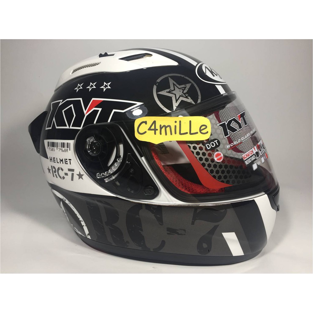 HELM FULL FACE KYT RC 7 RC7 11 WHITE BLACK GUN METAL
