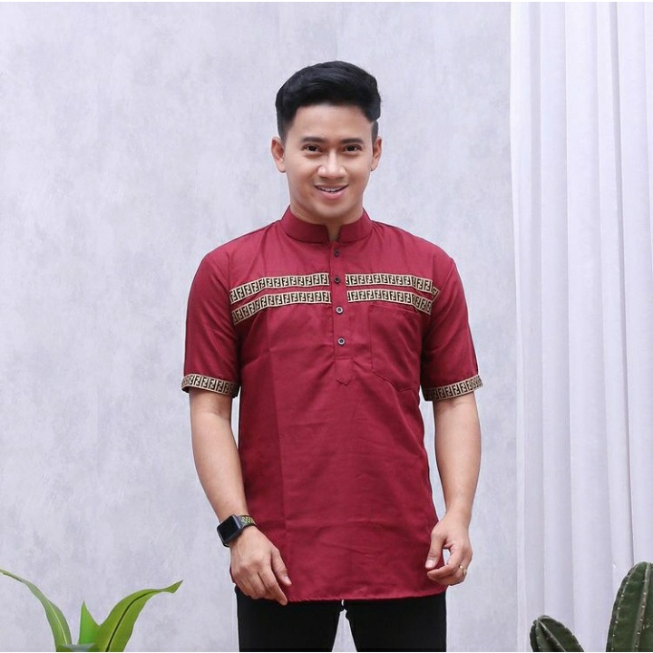 Koko kekinian/modern/kurta FF/kokomdewasa/lengan pendek/kombinasi Bordir FF/bahan toyobo/ukuran M - XXL