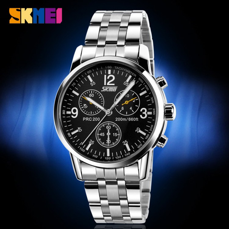 SKMEI 9070S Jam Tangan Pria Analog Tali Stainless WATCHKITE WKOS