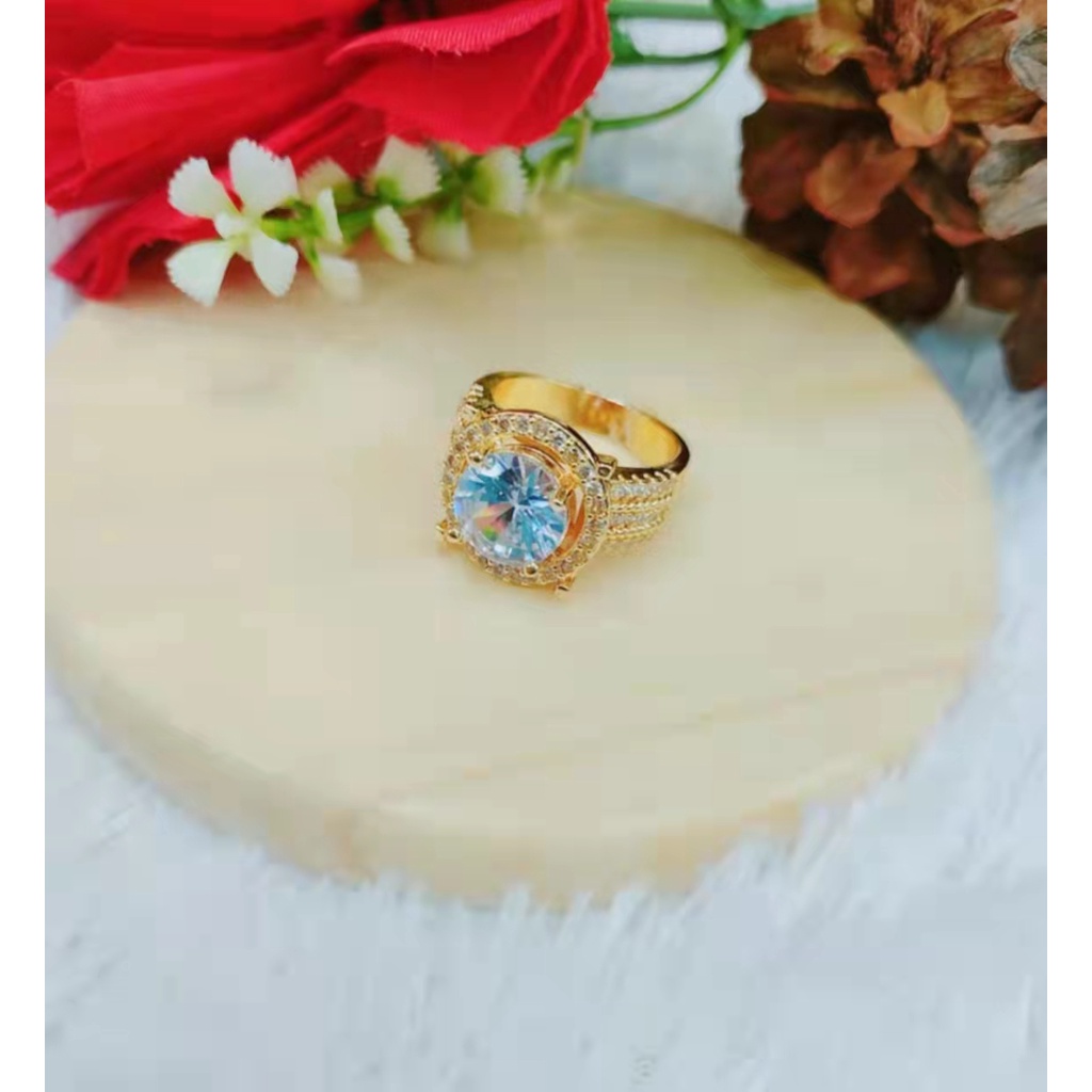 Cincin Xuping Perrmata Lapis Emas Perhiasan Fashion 1253.1254
