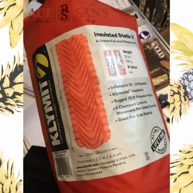 GRATIS ONGKIR | Klymit Static V Insulated 4 Season Lifetime Warranty | Peralatan Outdoor | Original