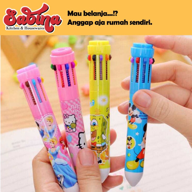 Pena Pulpen Ballpoint Multi Warna 10 in 1 Multi Warna