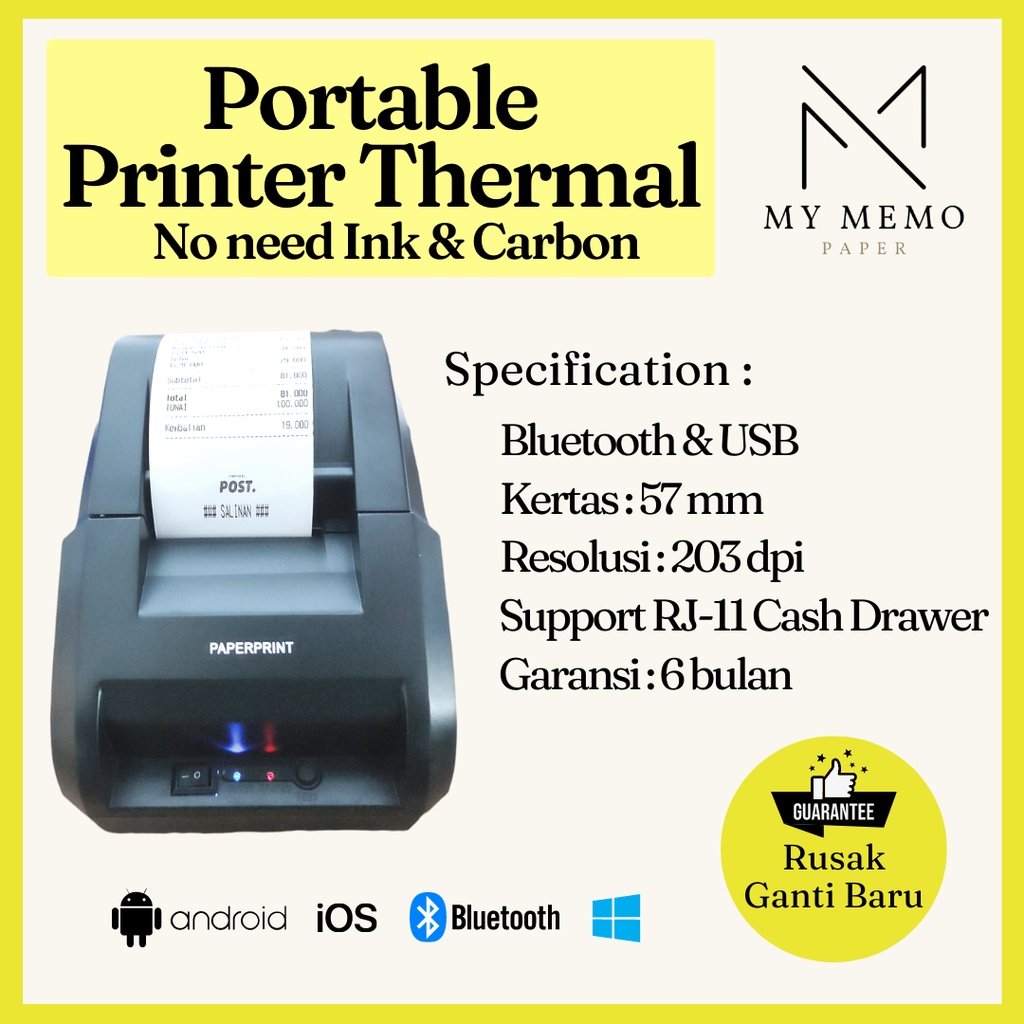 Paperprint Printer Kasir - Printer Thermal POS KASIR RESI Thermal PPOB