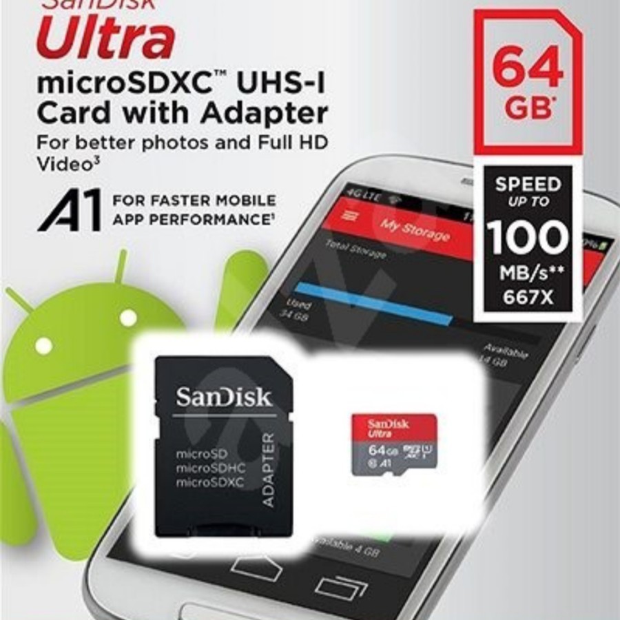 Micro SD Sandisk 64GB Ultra SDXC Plus Adaptor Memory