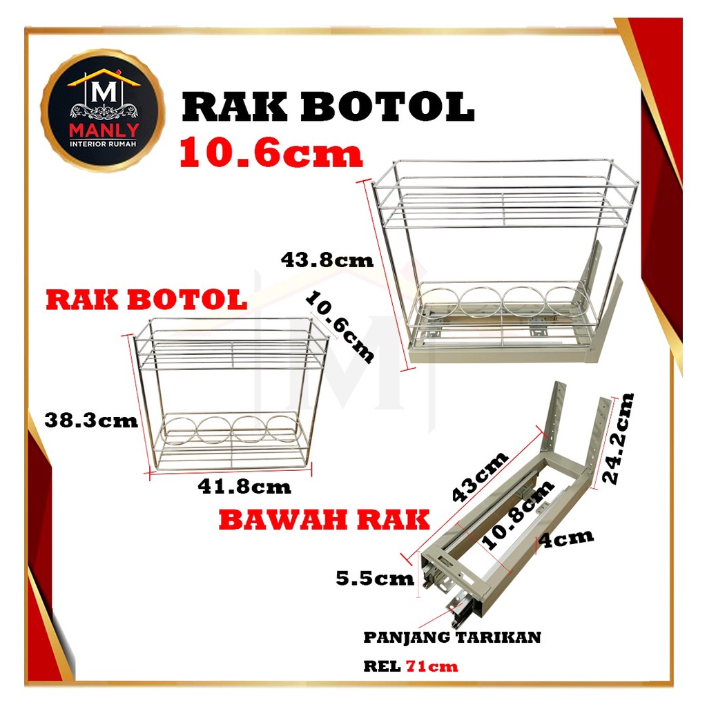 Rak Botol 2 Susun Gelas Bumbu Kitchen 14 CM dan 10.6 CM