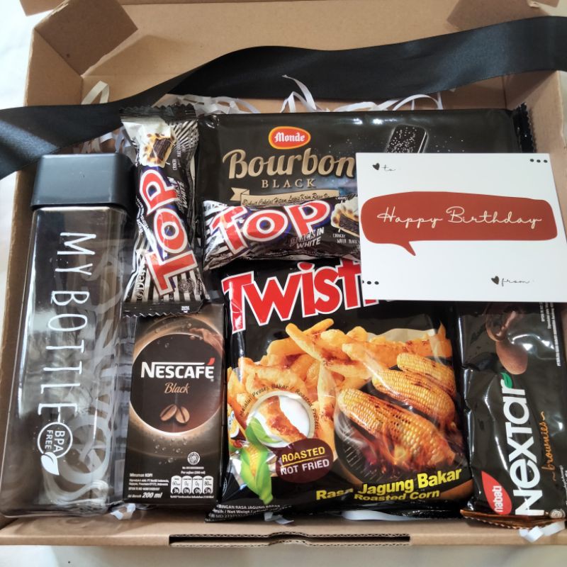 

SNACK BOX/ KADO ULANGTAHUN PRIA/ HAMPERS SNACK/ KADO WISUDA COWOK/ GIFT BOX/ KADO COWOK
