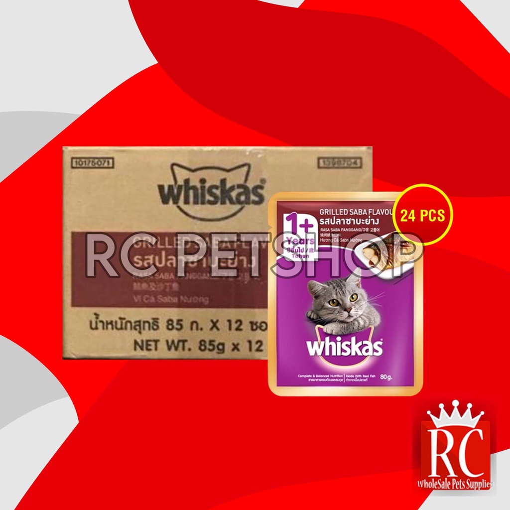 Makanan Basah Kucing Whiskas Sachet Pouch Grosir Dus isi 24 PCS 85 GR