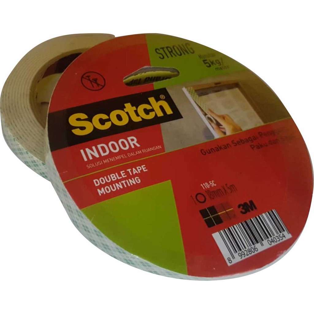 

SCOTCH Mounting Double Tape Size 18 mm x 5 m 3M Scotch 110 - 5C Termurah